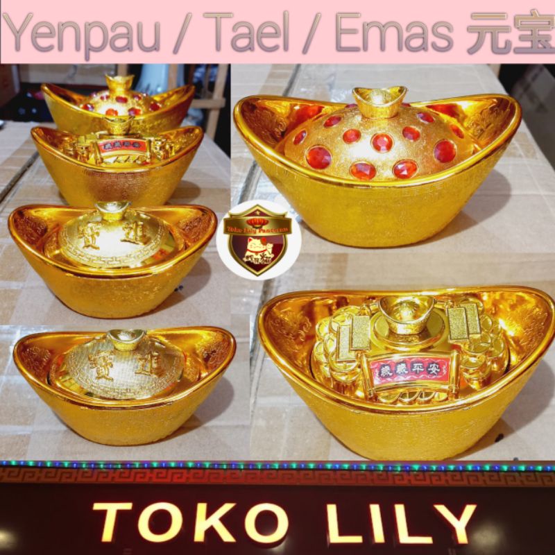 Yenpau Tael Emas / Gold Ingot / Uang Perahu Kuno / Candy Box Gold Ingot / Yenpao Permen