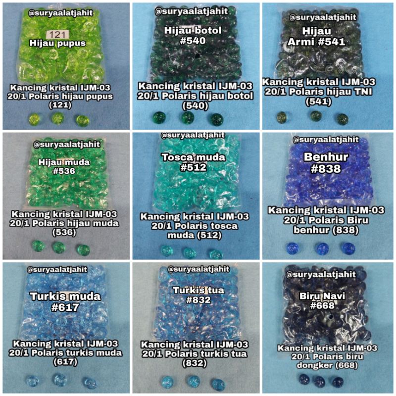 Kancing Jamur kristal 20/1/1.2cm (IJM-03) @1gros =rp.6.500/144pcs