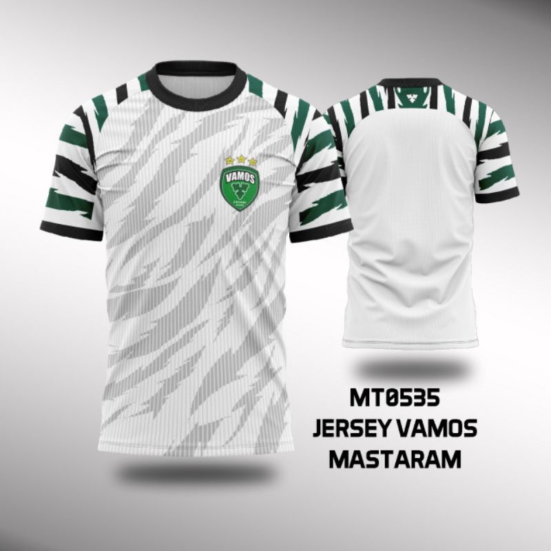 Kaos Jersey futsal bola VAMOS MATARAM putih custom free nickname MT0535 XS-XL