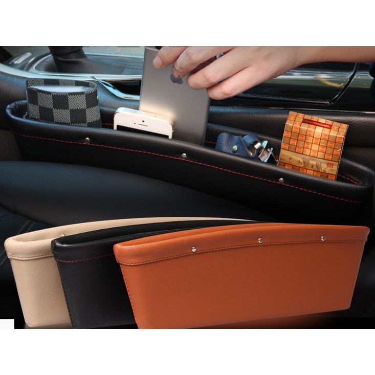 Leather Series Kulit Car Seat Organizer Premium / Rak Tas Samping Jok Mobil CATCH CADDY Premium