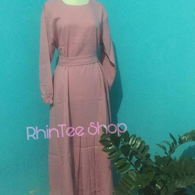 Gamis dress polos pink