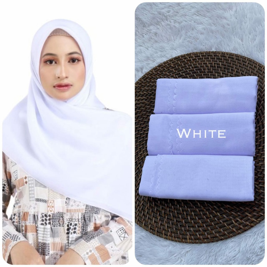 hijab segi empat polos voal premium putih