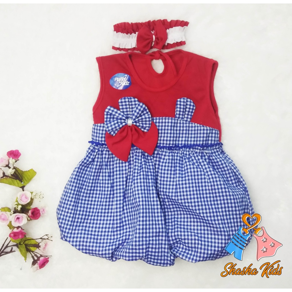 [S-041] Baju Bayi Perempuan/Dress Bayi Perempuan Planet Kids  0-6bln Bonus BANDANA