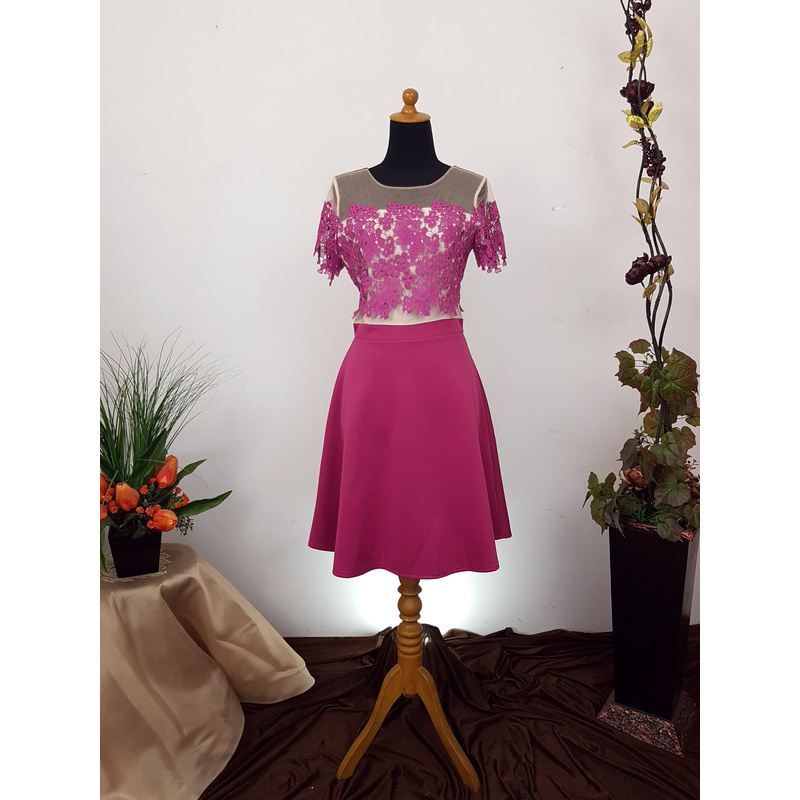 Dress One Piece Wanita Ungu Brokat 19170 NCW