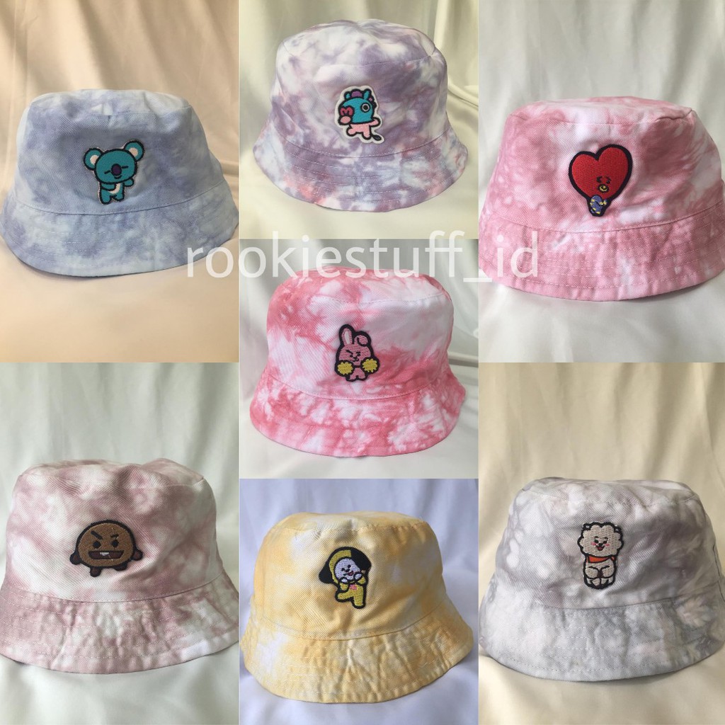 Topi Bucket Hat BT21 | Tie Dye BT21 | Bucket Hat Tie Dye