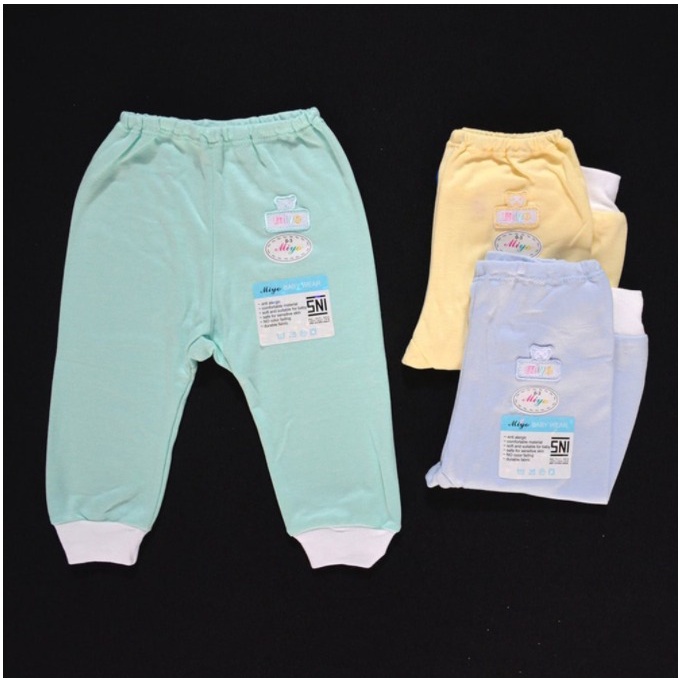 LIBBY / MIYO 3 Pcs Celana Panjang 0-3 / 3-6M / SML POLOS Pampers Bayi/Baby Warna CBKS