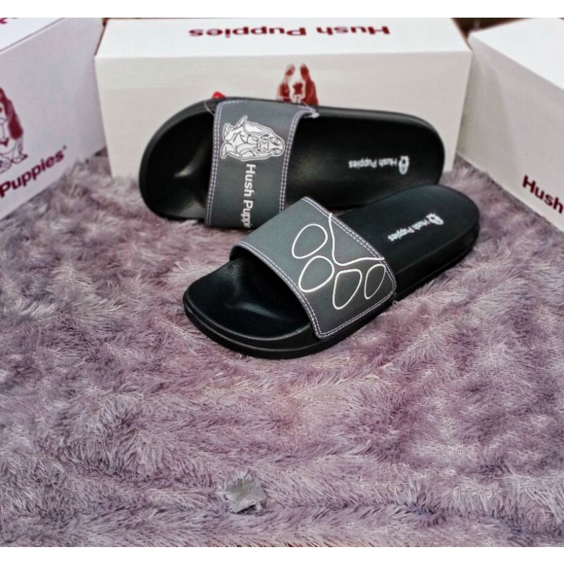 SANDAL HUSH PUPPIES -PERSITY -SANDAL - SANDAL SLOP -SANDAL PRIA -SANDAL WANITA -SANDAL SLOP PRIA -SANDAL SLOP WANITA -HUSH PUPPIES-Grey tlapak putih