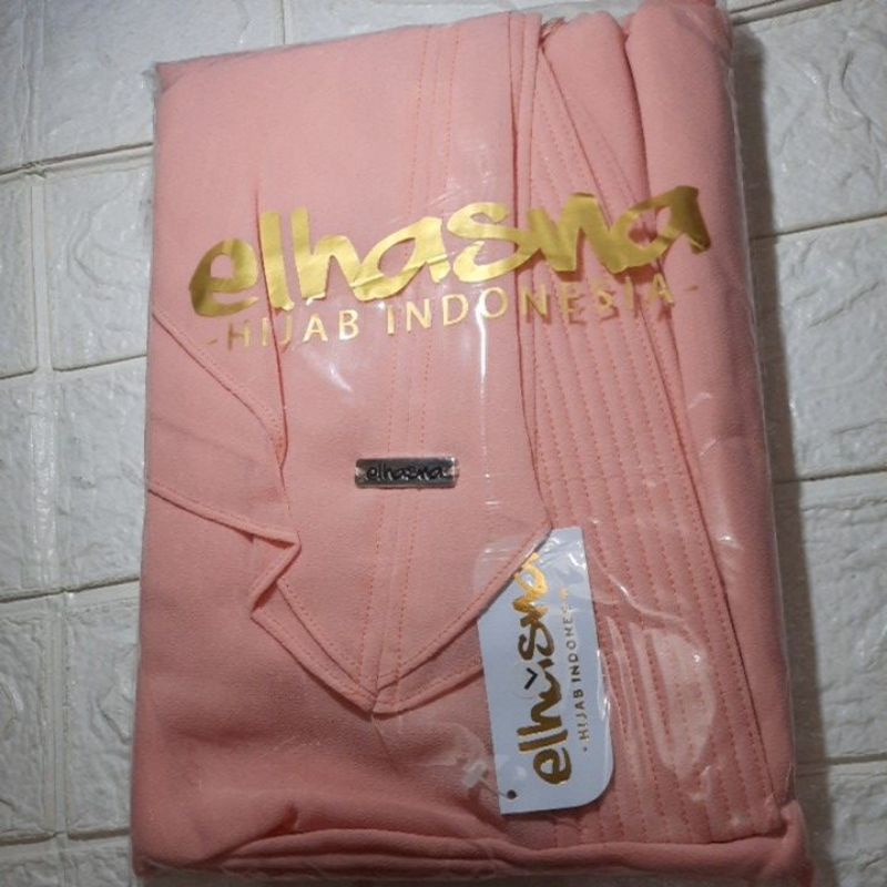 ELHASNA//KHIMAR L ORI ELHASNA/CERUTY BABYDOLL DUA LAYER/KHIMAR ELHASNA/KHIMAR LANCIP-Peach