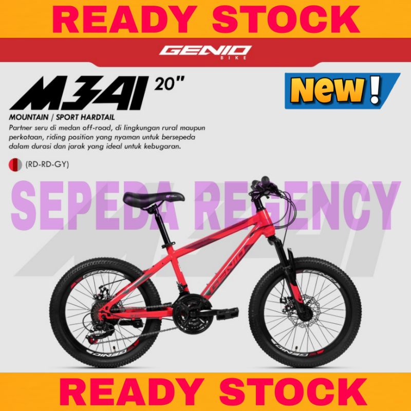 Sepeda Gunung MTB GENIO M 341 Ukuran 20 Inch 24 Speed RD Shimano