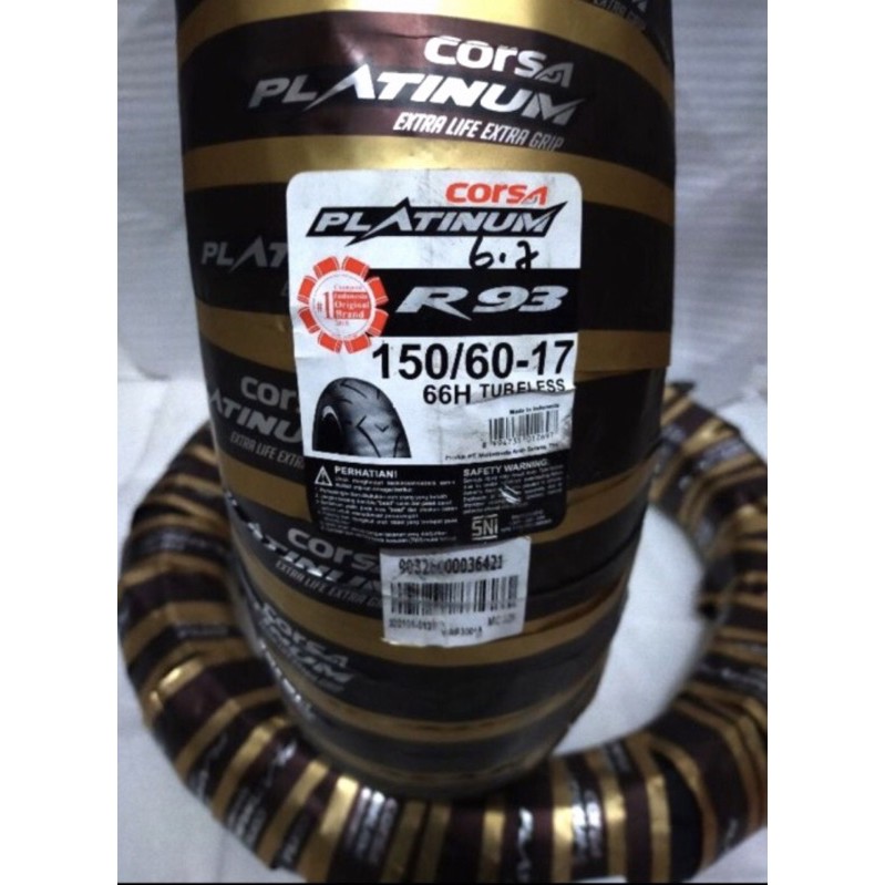 BAN LUAR CORSA PLATINUM R93 150/60-17 RING 17 TUBELESS