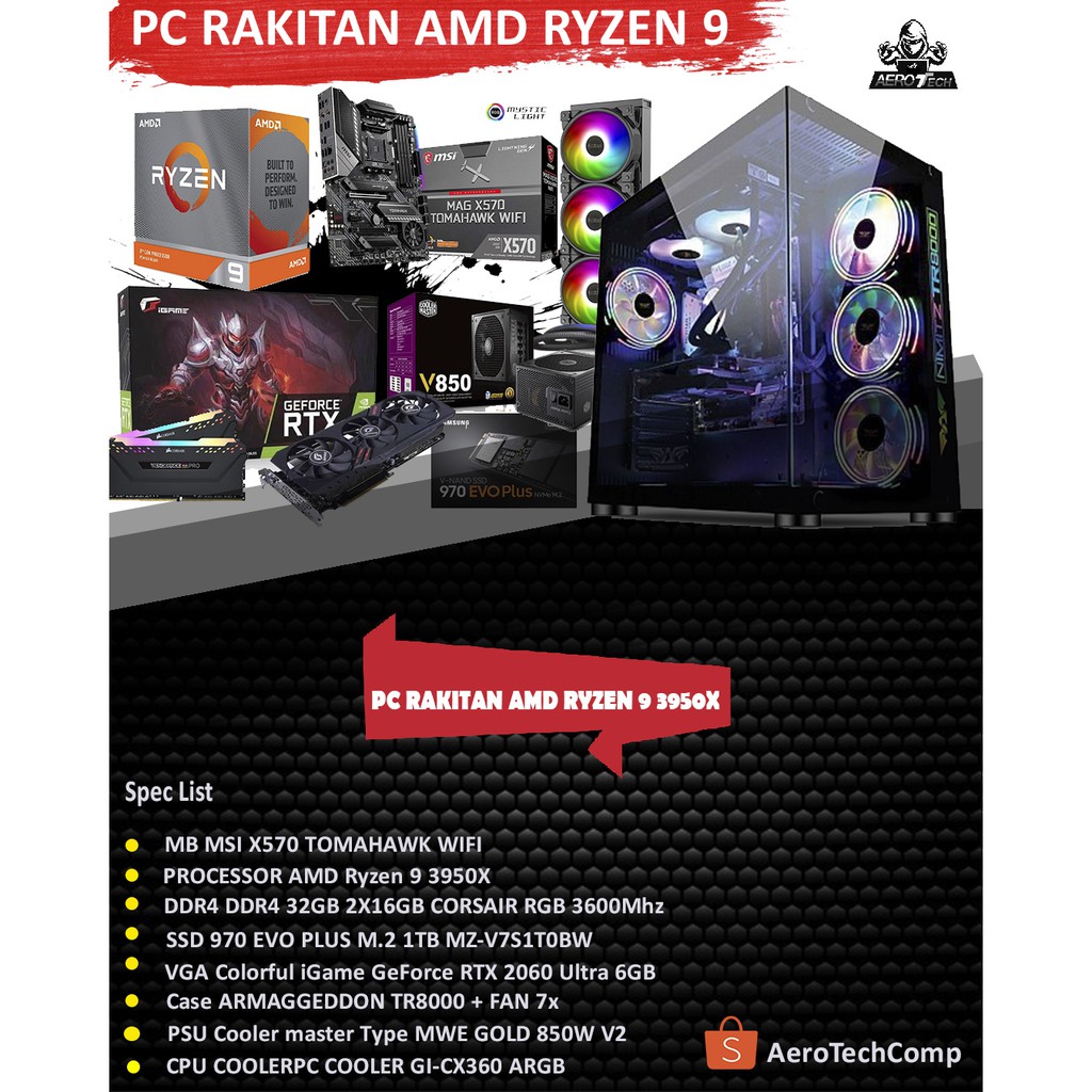 RAKITAN GAMING/RENDERING/EDITING HIGH AMD RYZEN /RAM 32GB RGB/VGA GTX 2060