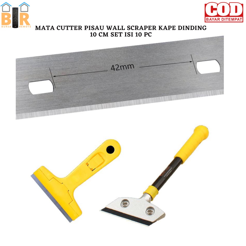 Mata Cutter Scraper Blades Replacemen Kape Dinding Sharper Wear-Resistant Cleaning Tool 10 CM SET ISI 10 PC