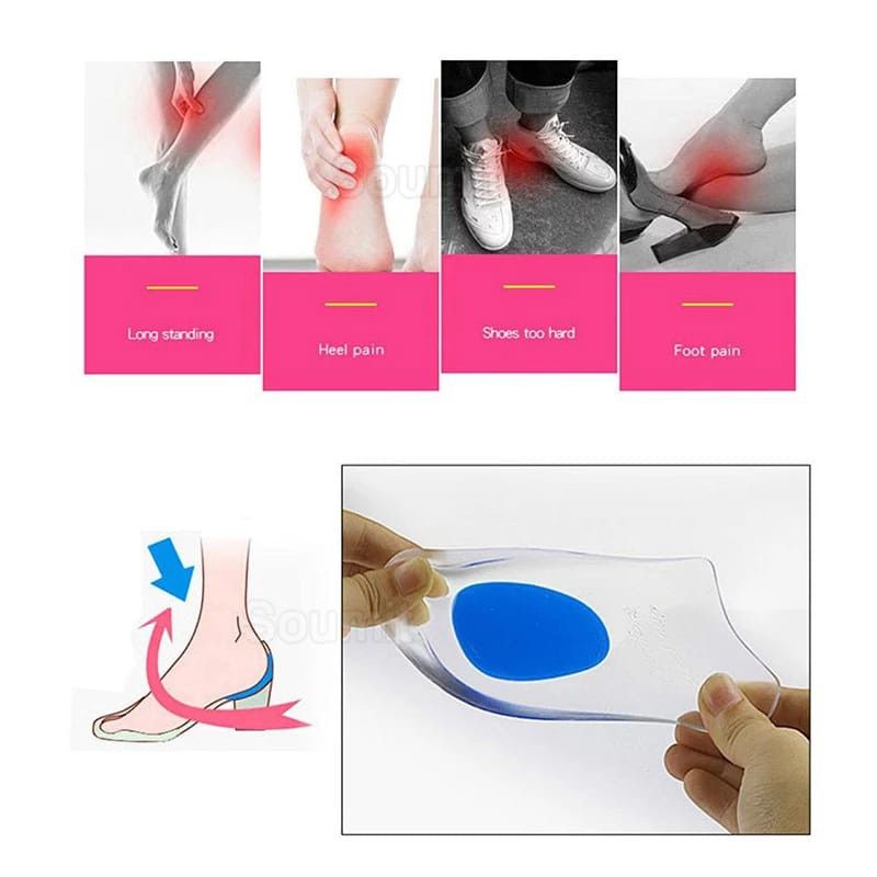 Peninggi Badan Instan 2 cm / Heel Cup Gel Support Insole Alas Tumit Kaki Pad Plantar Facitis Pelindung Tumit