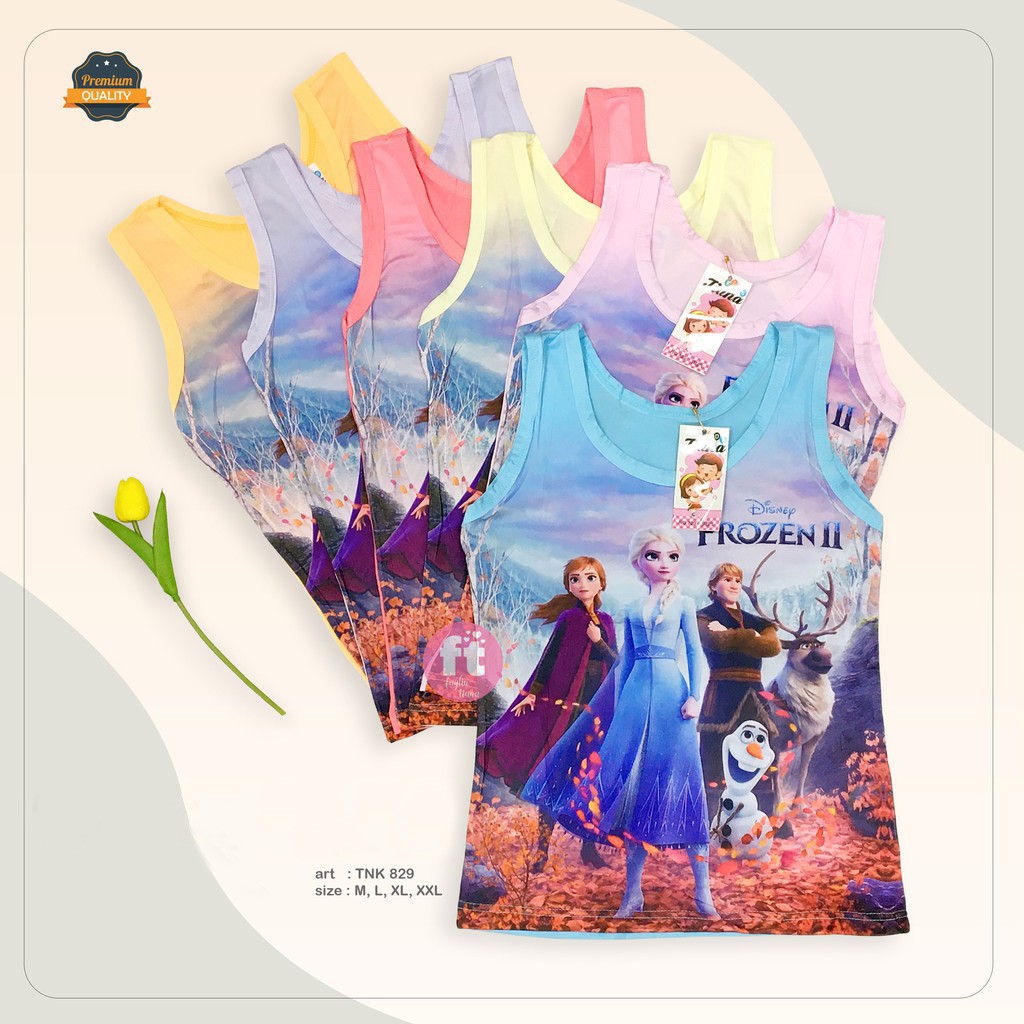 3 PCS TANKTOP anak Perempuan Motif Frozen - Tenktop balita umur 2 s/d 10 Tahun - Kaos Dalam Anak