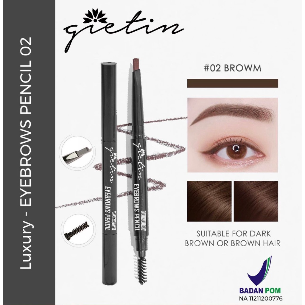 ASK Gietin LUXURY Eyebrow Pencil Pensil Alis Anti Air Dengan 2 Pilihan Warna pensil alis gietin BPOM GT04