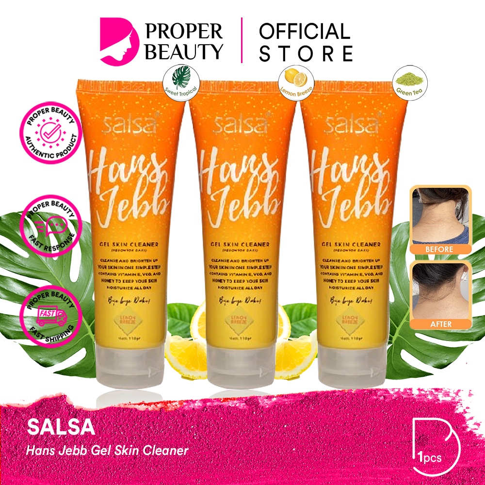 SALSA Hans Jebb Gel Skin Cleaner Indonesia / Perontok Daki Lemon Breeze Green Tea Sweet Tropical Pembersih kulit 110gr / Cleanser Scrub Peeling Exfoliator Eksfoliasi Exfoliating / Ketiak Hitam Kulit Kusam Penghilang Sel Kulit Mati / Skincare Body Care