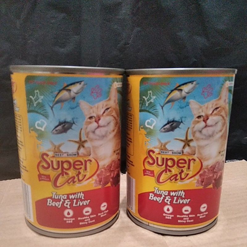 Makanan kucing Super Cat Kaleng 400Gr - Tuna with Beef &amp; Liver