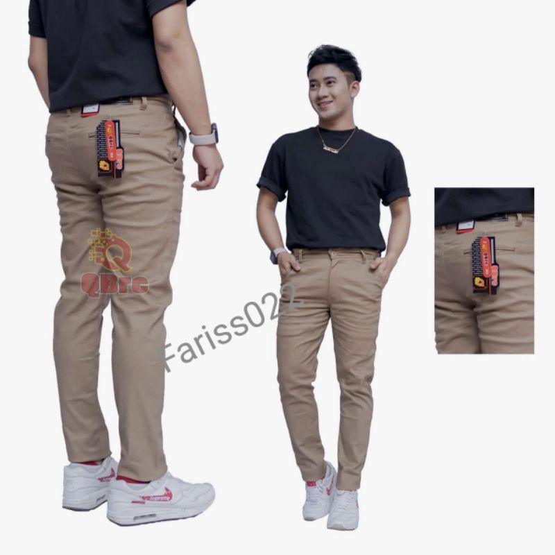 Celana Chino Panjang Pria Slimfit Kerja Harian Santai Celana Kantoran Casual Formal Hitam Abu Cream Mocca