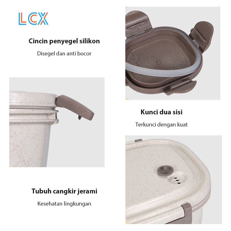 LCX 3 Pcs Set Lunch Box Set Kotak Bekal Makan / Mangkuk sup Portable / BPA Free VS-68