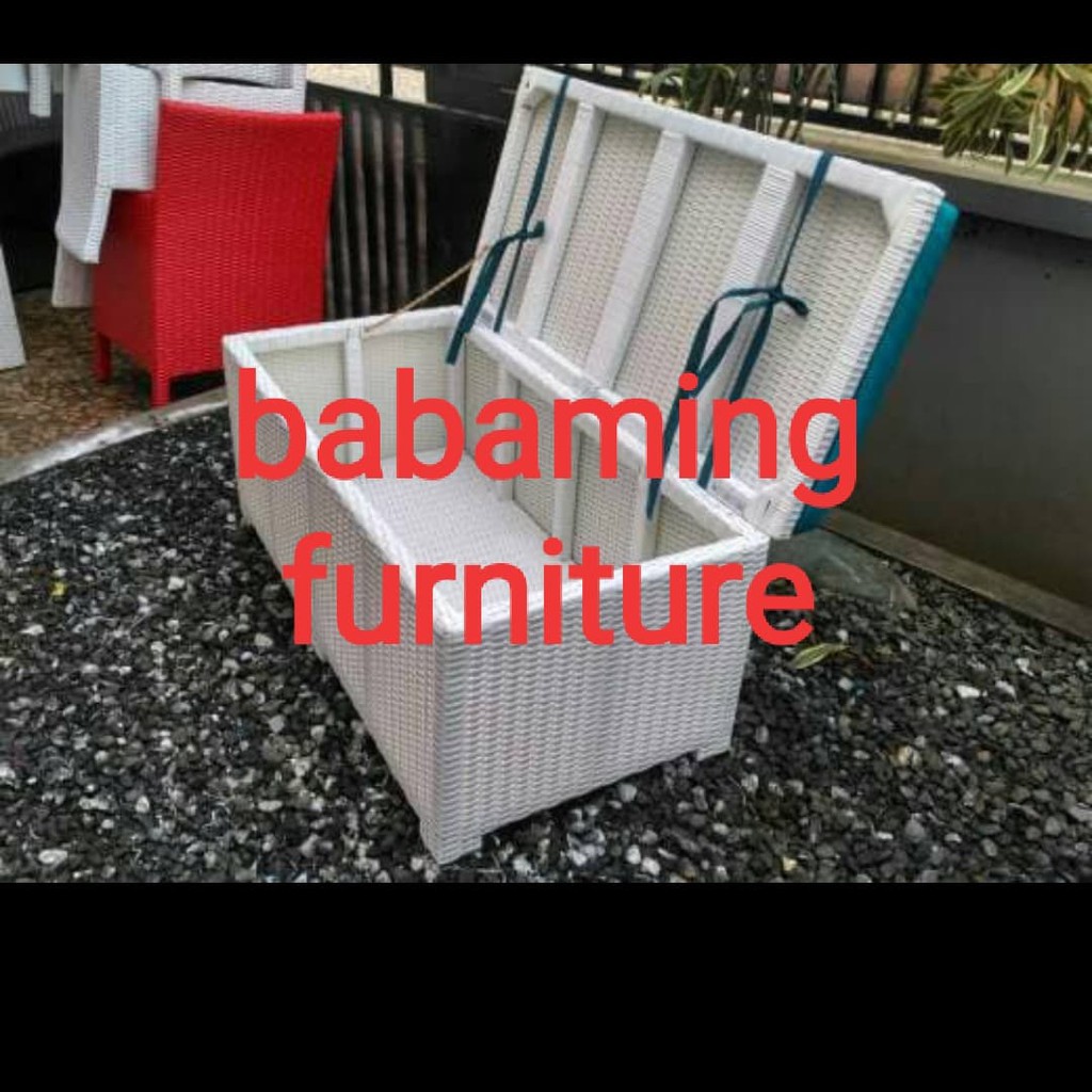 Sofa bench storage rotan sintetis