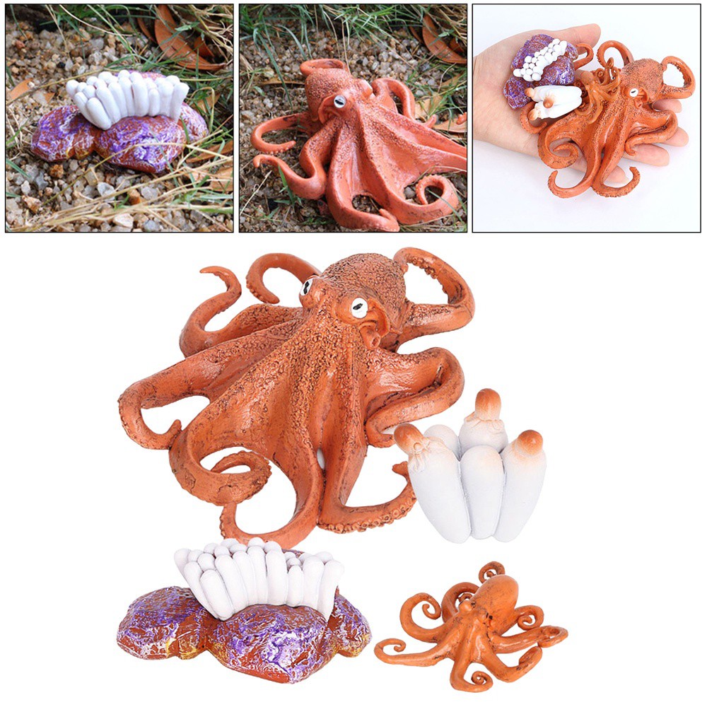 Lanfy Miniatur Salmon / Octopus / Earthworm / Kepiting Realistis Bahan Plastik Untuk Mainan Edukasi Anak