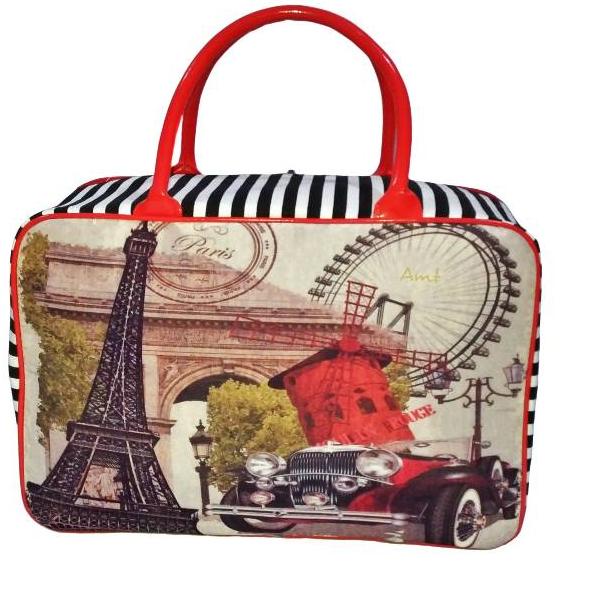 ⅎ Tas koper weekend Paris London kanvas besar premium ♬