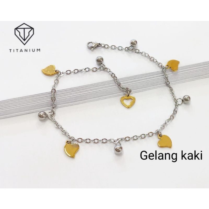 GELANG TANGAN TITANIUM DUA WARNA EMAS DAN SILVER