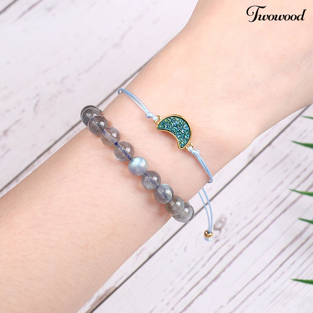 Twowood Chain Bracelet Adjustable Eye-catching Metal Sparkling Elegant Moon Beautiful Bracelet for Women