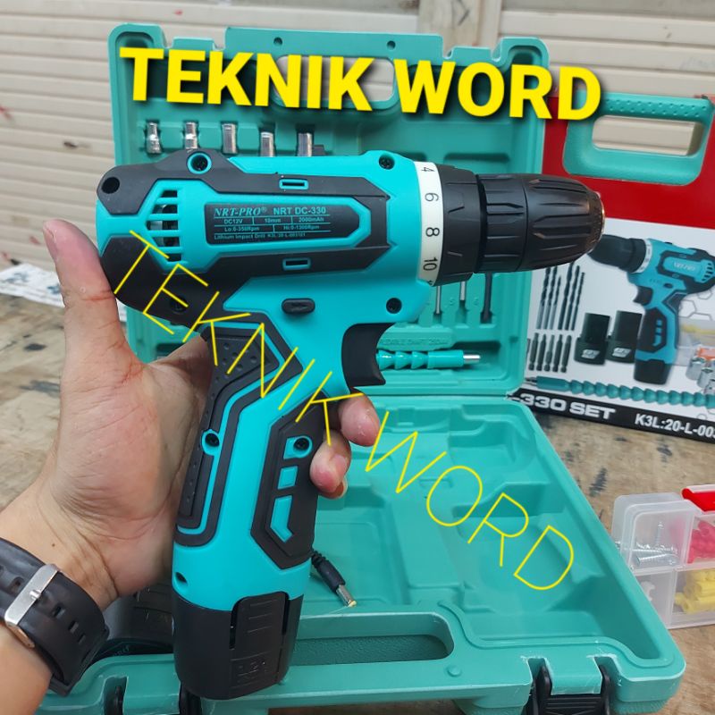 MESIN BOR BATERAI NRT-PRO DC 330 SET 12V BOR CORDLESS NRT PRO DC 330 SET