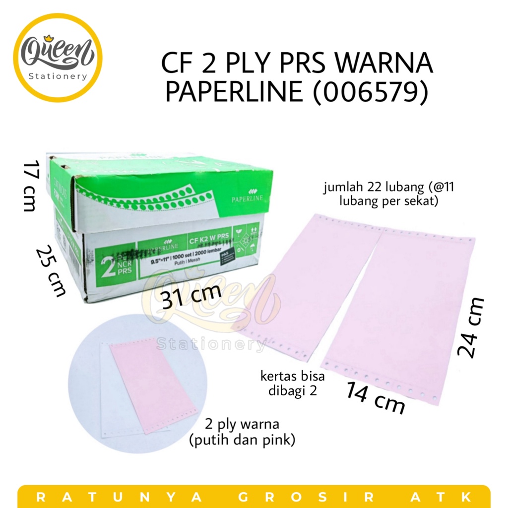 

1 BOX CF 2 PLY PRS WARNA PAPERLINE / CONTINUOUS FORM / KERTAS NOTA / KERTAS KASIR (006579)