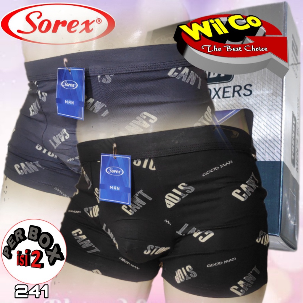 K241D - (DIJUAL PER 1 BOX ISI 2 Pcs) CELANA DALAM BOXER PRIA SOREX SIZE M - XL