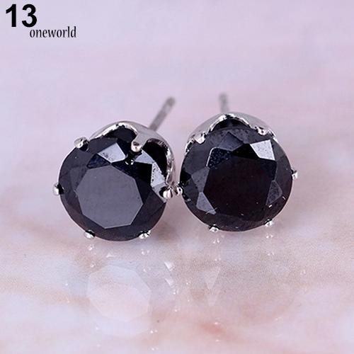 [ONE] Unisex Ear Studs Elegan Semua Pertandingan Cubic Zirconia Bulat Anting Indah Untuk Pacaran