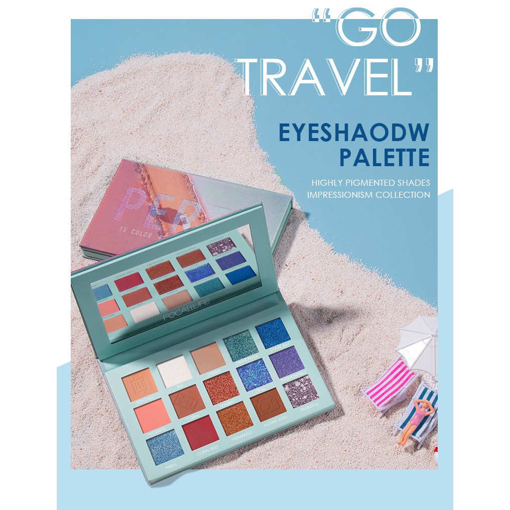 (READY &amp; ORI) Focallure Eyeshadow Pallete GO TRAVEL 15 Colors WARNA PARIS TURKEY PRAGUE PERTH FA100 FA 100 TOKYO