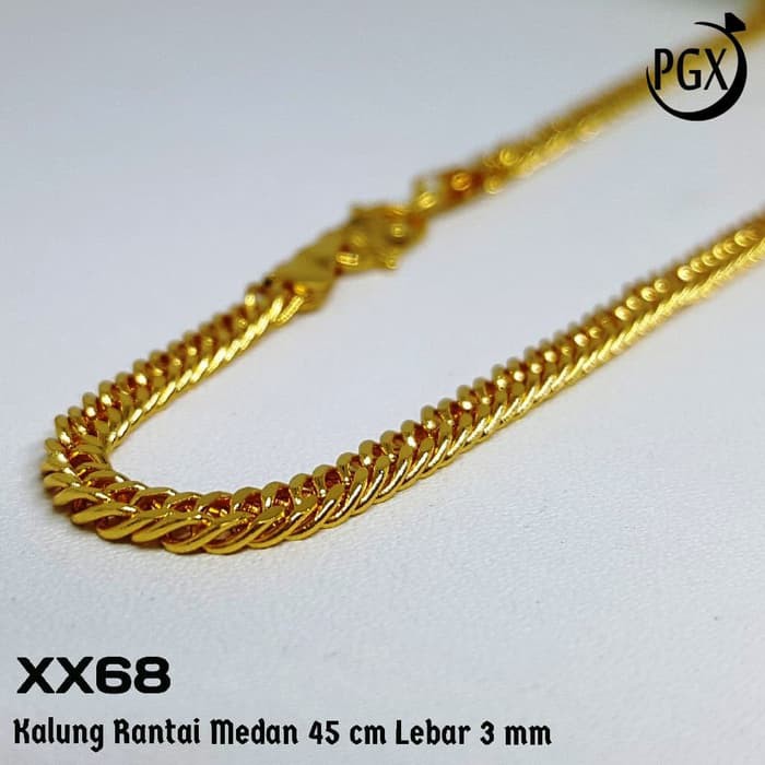 XX68 Kalung Rantai Medan Panjang - Perhiasan Imitasi Xuping Lapis Emas
