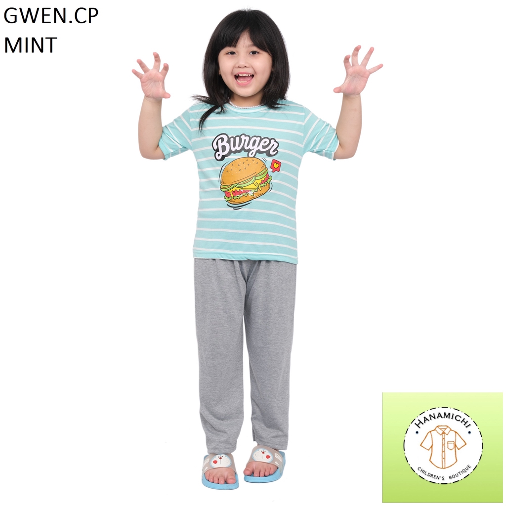 Hanamichi GWEN.CP Setelan Baju Tidur Anak Bergambar Lengan Pendek