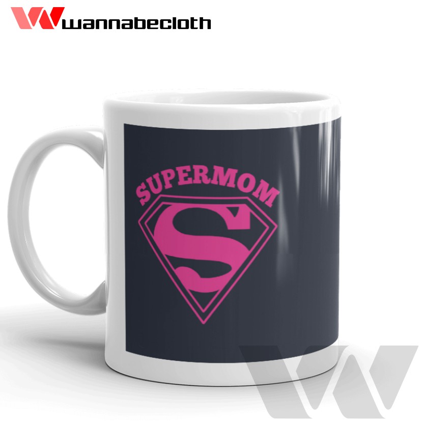 Mug Custom Cetak Mug Gelas Mug Mama Hadiah Souvenir Mug Super Mom Pink