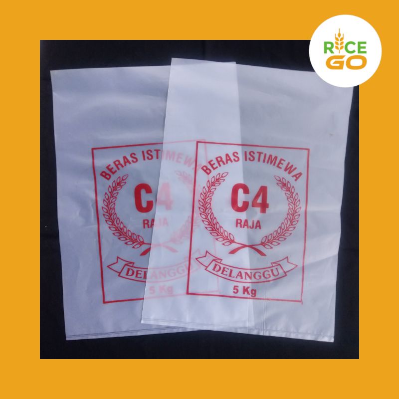 (COD) KANTONG KEMASAN PLASTIK BERAS 3 KG DAN 5 KG RAJA C4 DELANGGU
