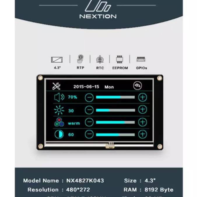 Nextion Enhanced Nx4827K043 - 4.3'' Hmi Lcd Touchscreen Serial Usart