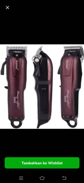 Hair clipper kemei 2600 chas cas charger tanpa kabel kliper cliper clifer gunting potong rambut