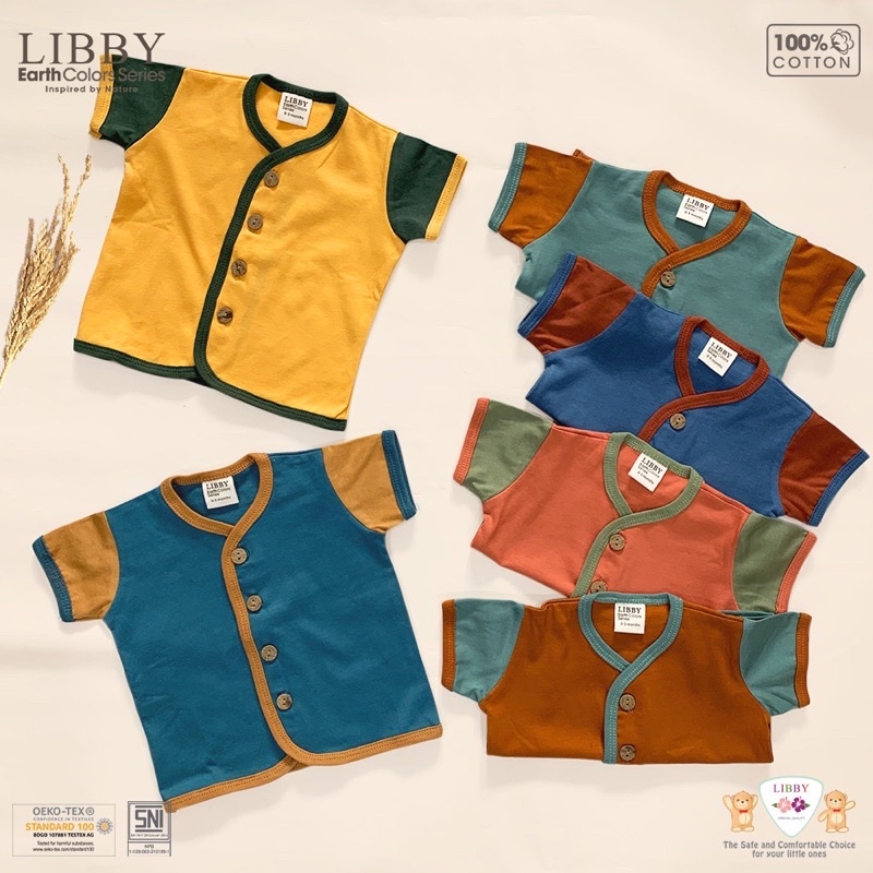 Libby Comfy set Stelan baju pendek celana pendek / Stelan Pendek anak cotton Earth color series