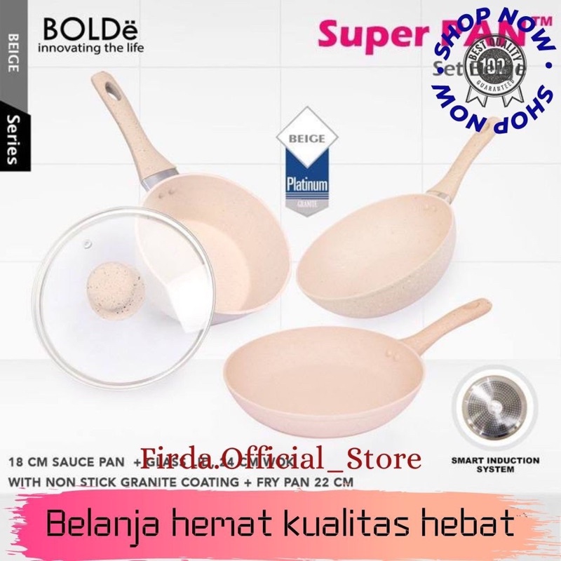 Super Pan BOLDe Panci Granite Ceramic Cookware 4 Set (100% ORI)