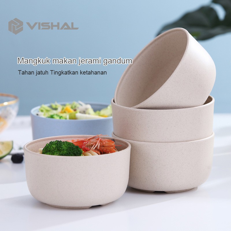 VISHAL Mangkok Wheatstraw Bowl Mangkuk Plastik Microwave Warna Warni Set Baby Bowl 4 Pcs VS-9