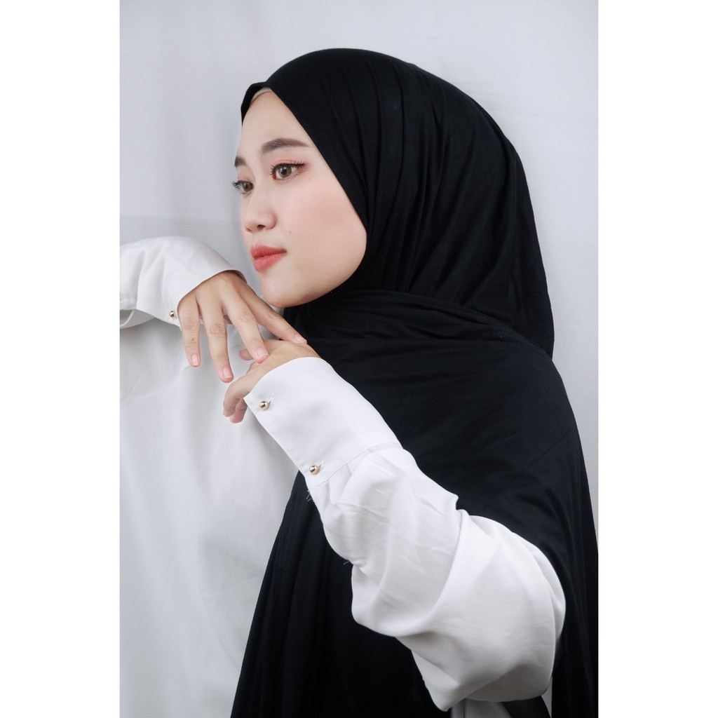 PASHMINA INSTAN KAOS /NARA INSTAN-Black