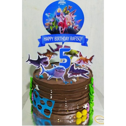 Topper cake/hiasan kue hungry shark