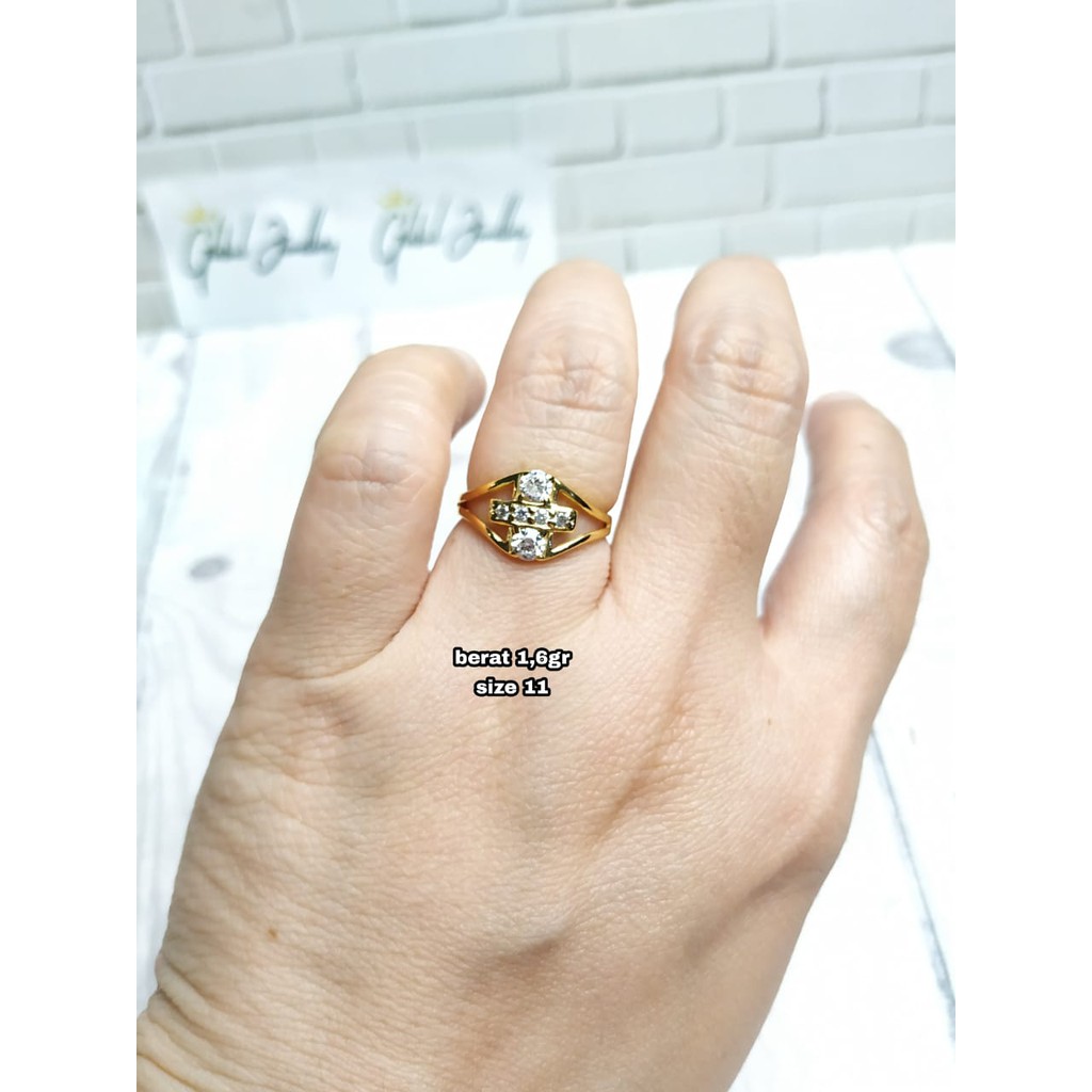 CINCIN OVAL PLUS MATA GOLD PERAK ASLI S925 GLOBAL JEWELLERY CJ071