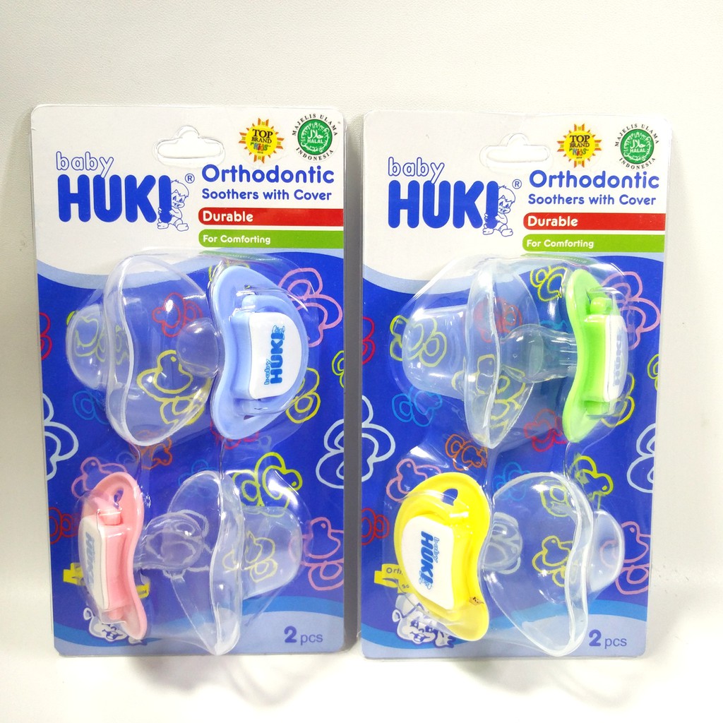 HUKI Empeng Deluxe Orthodontic Soother with Cover 2 pcs Pacifier Blister