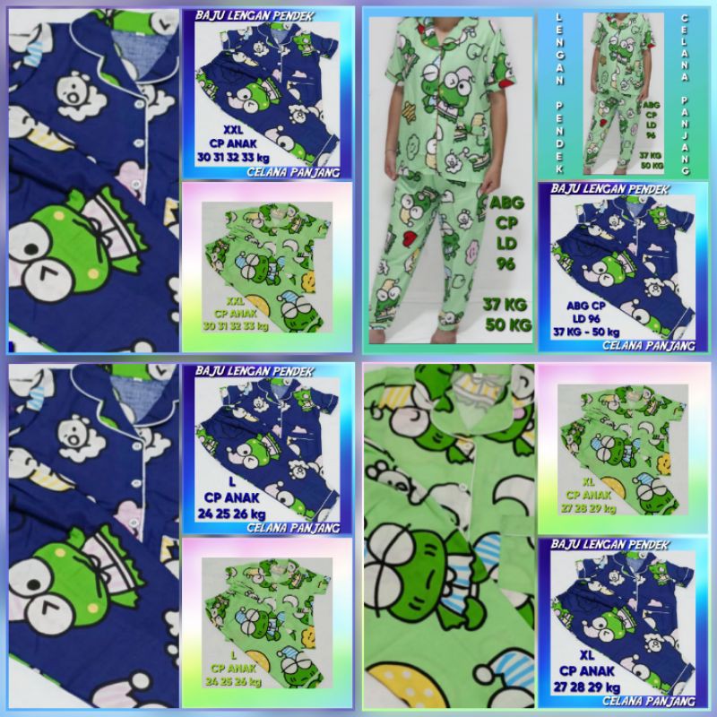 Piyama anak laki-laki / perempuan / pajamas / lengan pendek motif kartun ukuran S