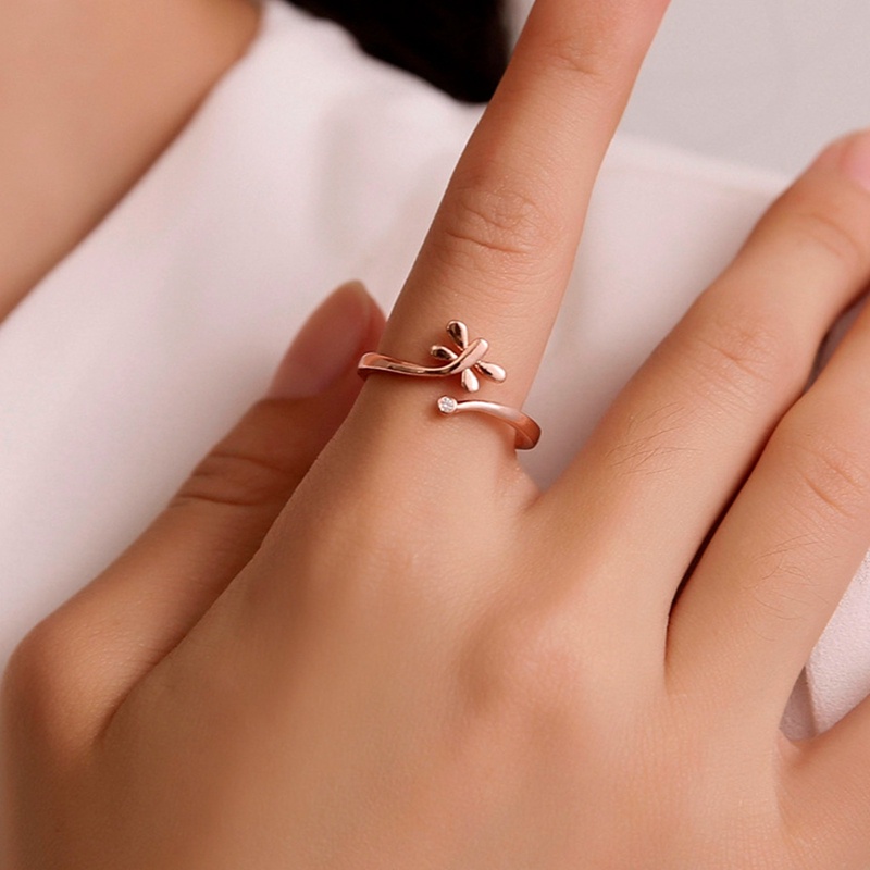 Fancyqube Cincin Model Terbuka Desain Capung Bahan 925 Silver Gaya Korea