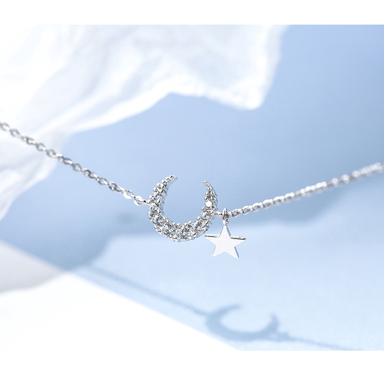 Gelang Bentuk Bulan Dan Bintang Aksen Zircon Gaya Korea Untuk Wanita
