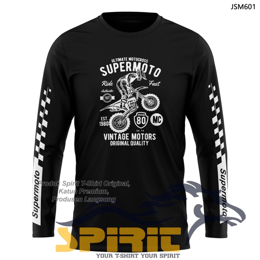 SUPERMOTO TShirt-KAOS DISTRO PRIA KAOS OTOMOTIF LENGAN PANJANG MOTOR CROSS 100%Catton